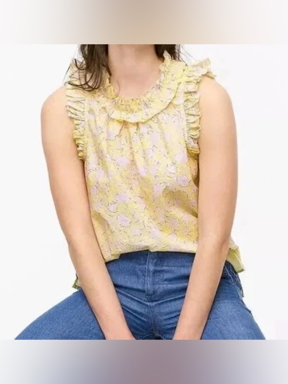 J.Crew Rose Vines Ruffle Trim Top